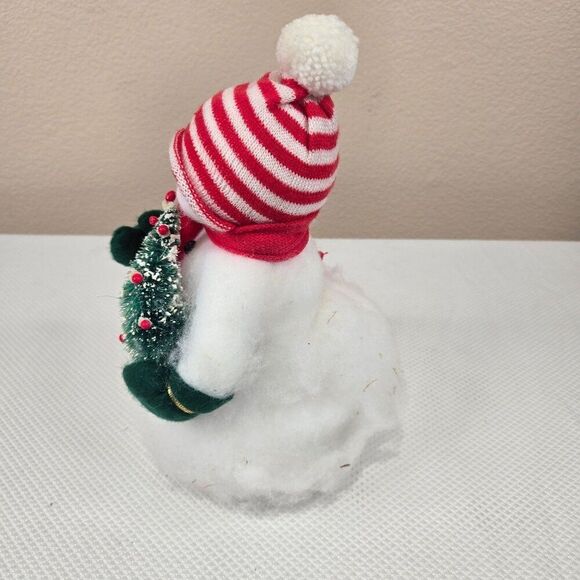 Vintage 80s Holiday Snowman Figure Striped Hat Scarf Christmas Tree - Picture 4 of 6